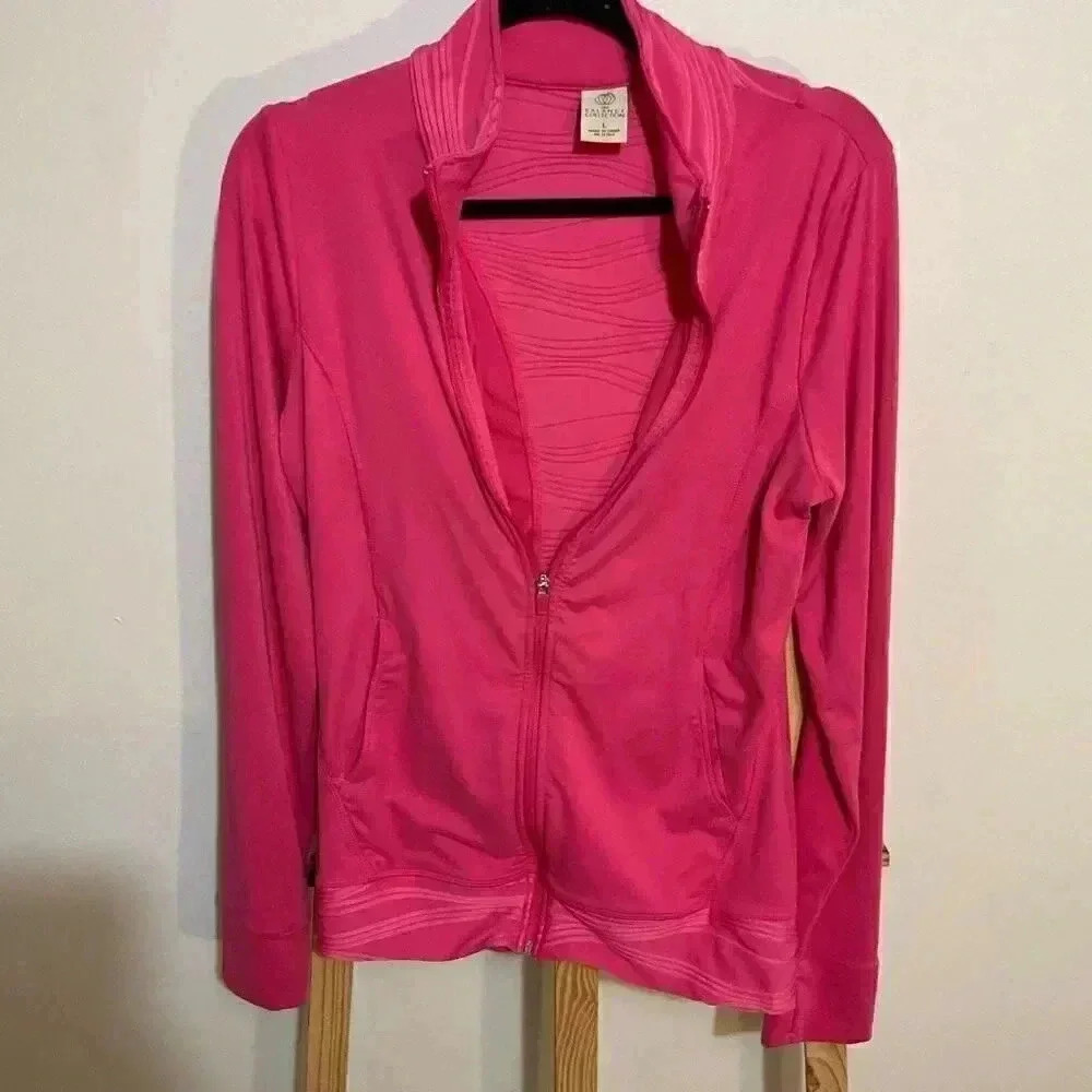 The balance collection pink zip up lightweight sweater size large